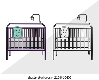Ilustración de vectores impresos SVG de la cuna del bebé