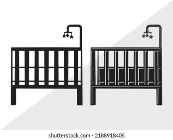 Baby Crib SVG Printable Vector Illustration