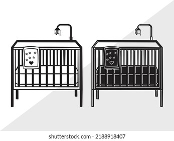 Ilustración de vectores impresos SVG de la cuna del bebé