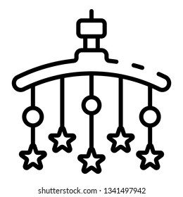 Baby crib toy icon. Outline baby crib toy vector icon for web design isolated on white background