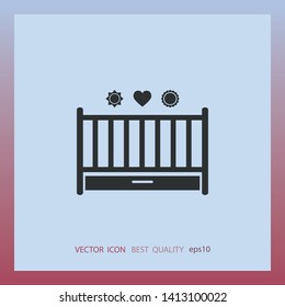 Baby crib, vector icon, web design element