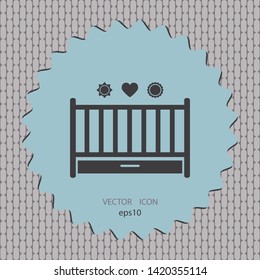 Baby crib, vector icon, web design element