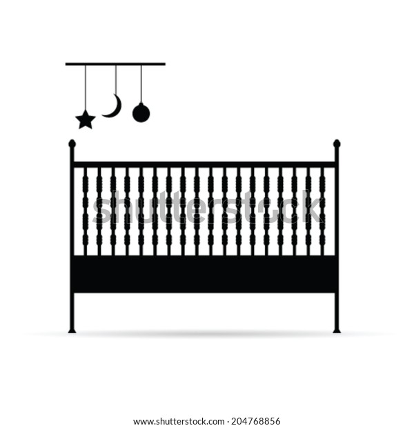 Baby Crib Vector Illustration On White Stock Vector Royalty Free