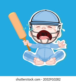 vector de dibujos animados para jugadores de cricket de bebé