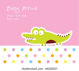 baby crocodile arrival greeting card