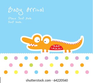 baby crocodile arrival greeting card