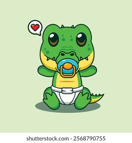 Baby crocodile cartoon vector illustration. Vector cartoon Illustration suitable for poster, brochure, web, mascot, sticker, logo and icon.