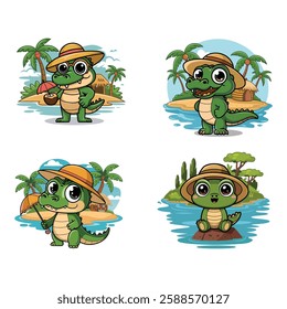 Baby Crocodile Colorful vector design illustration