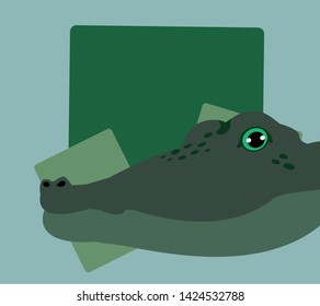 Baby crocodile head in green  