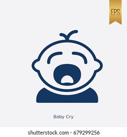 Baby Cry Icon Flat Isolated Silhouette Vector Illustration