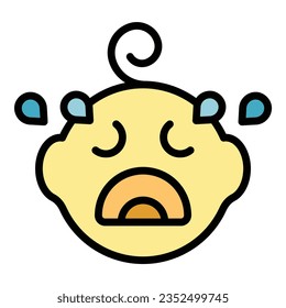 Baby cry icon outline vector. Infant care. Newborn child color flat
