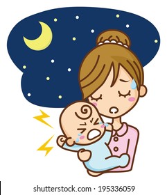 Baby cry and mom