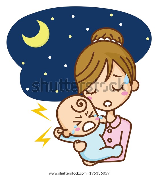 赤ちゃんの泣き声とお母さん のベクター画像素材 ロイヤリティフリー