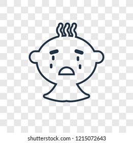 Baby Crying concept vector linear icon isolated on transparent background, Baby Crying concept transparency concept in outline style