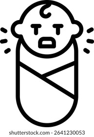 baby crying icon illustration design with outline, this is not made from any AI generation