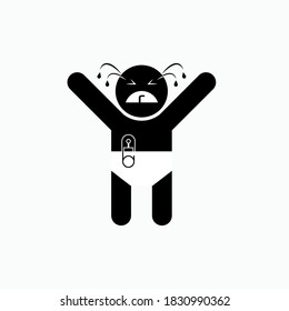 Baby Crying Icon. Infant Discomfort Expression Symbol - Vector.