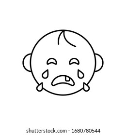 Icono de llanto de bebé. Línea simple, contorno de elementos vectoriales secundarios para ui y ux, sitio web o aplicación móvil