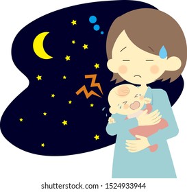 Baby Crying At Night And Mother In Trouble