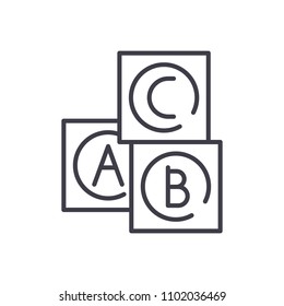 Baby cubes black icon concept. Baby cubes flat  vector symbol, sign, illustration.
