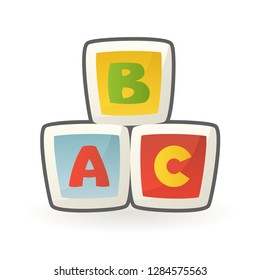 Baby Cubes Building Blocks Early Educational Toy Alphabet Letters Design Cartoon Vector Illustration