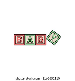Baby cubes isolated color line icon, vector illustration design. Maternity collection.