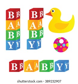 baby cubes toys illustration in colorful