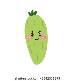 Baby cucumber variant face expression. Sad expression