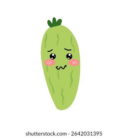 Baby cucumber variant face expression. Sad expression