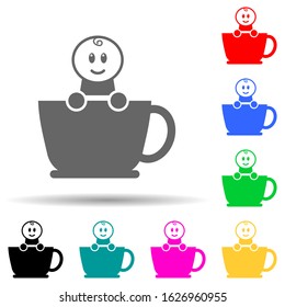 baby in a cup multi color style icon. Simple glyph, flat vector of baby icons for ui and ux, website or mobile application