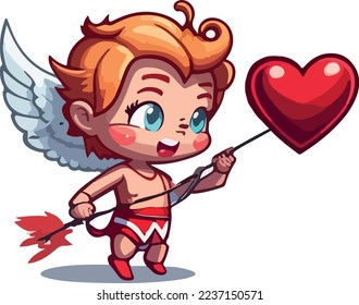 baby cupid flirting with a heart