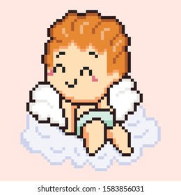 Baby Cupid In Pixel Art Style