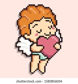 Baby Cupid In Pixel Art Style