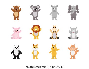 Baby cute animal flat illustration vector