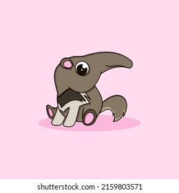 Baby Cute Anteater Cartoon Character