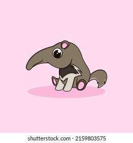 Baby Cute Anteater Cartoon Character