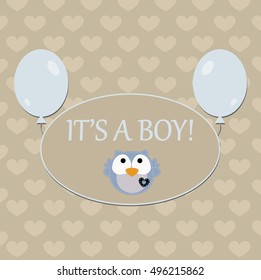 baby cute background for little boy. Pattern for greeting or invitation. Vector illustration