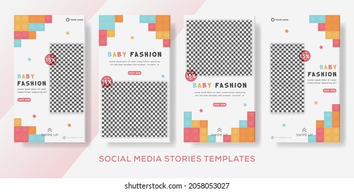 baby cute banner layout template design background for social media stories post. premium vector