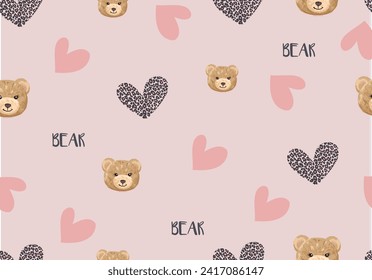 baby cute bear and heart seamless print vector