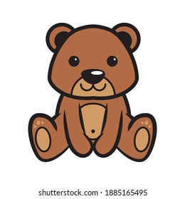 Baby cute bear sitting illustration