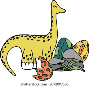 Baby cute dinosaur nursery vector clipart illustration. Nursery decoration. Prints for kids