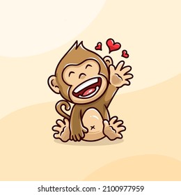 Baby Cute Monkey Waving Hand