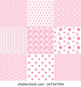 Baby cute patterns collection. Set seamless. vector illustration.