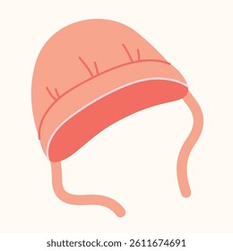 Baby cute pink bonnet in cartoon style. Vector isolated illustration. Clip art