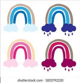 Baby cute rainbow graphic illustration. Scandinavian style