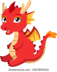 Baby cute red dragon cartoon