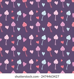 Baby cute seamless pattern with color keys in flat style. Vector illustration