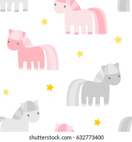 baby cute seamless vector pattern with pony