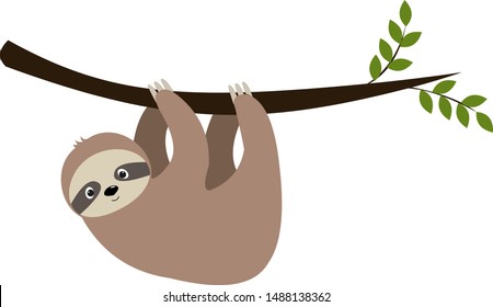 Baby cute sloth on brunch vector illustration