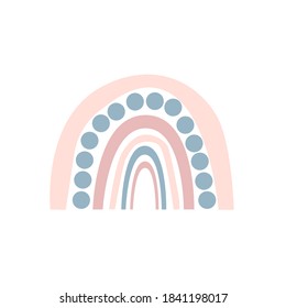 Baby cute Vector rainbow graphic illustration in cartoon scandinavian style isolated on white background for kids.