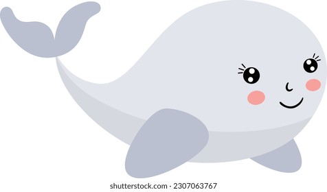 Baby cute whale isolated on white
